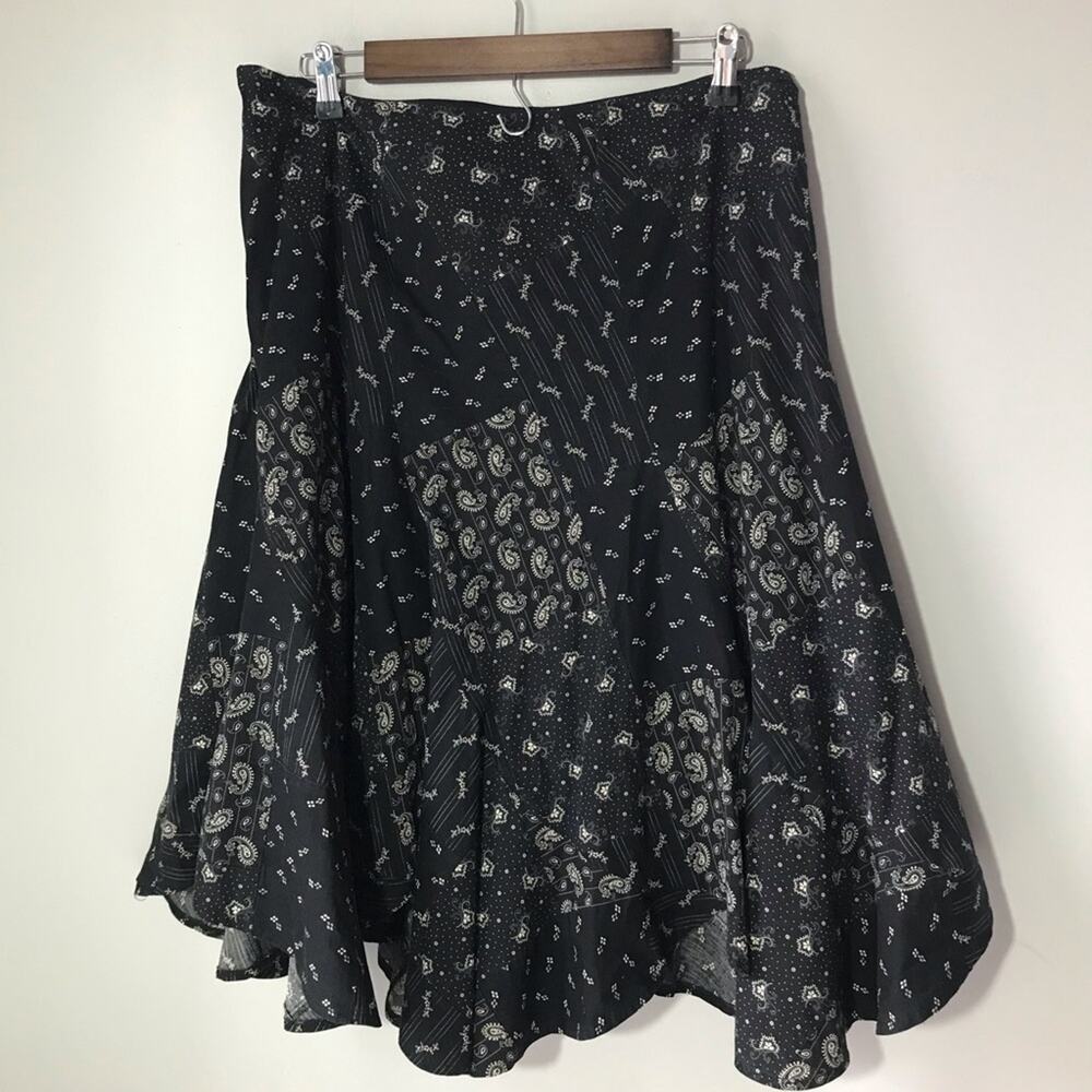 Ralph Lauren Black Asymmetrical Patchwork Midi Sk… - image 2